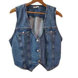 American Eagle Denim Vest Women's XL Blue Sleeveless Button Up Boho Classic